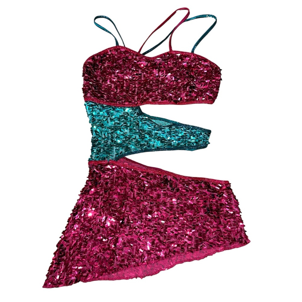 Reverence Cut Out Sequin Dance Costume Dress